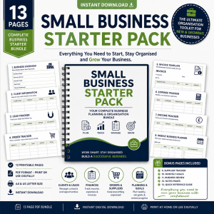 Small Business Starter Pack – Printable Business Planner & Tracker Bundle